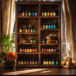 An image of a serene, dimly lit room with soft sunlight streaming through sheer curtains