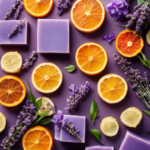 An image showcasing the step-by-step process of making aromatherapy soap: a hand pouring melted natural oils into a soap mold, with vibrant botanical ingredients, such as lavender buds and citrus peels, scattered around