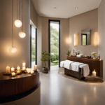 An image that showcases a serene, minimalist spa setting with a person indulging in a fragrance-free aromatherapy session