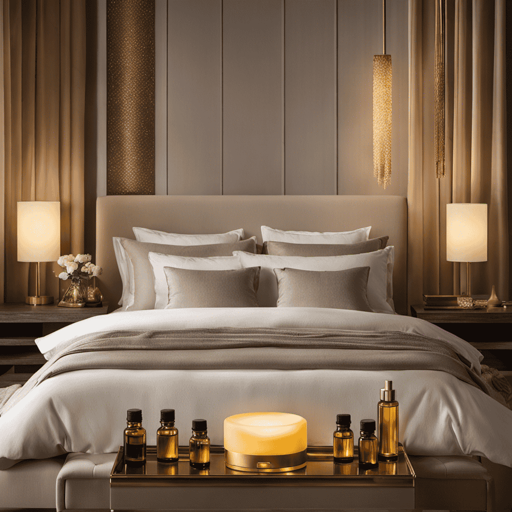 An image showcasing a serene bedroom with soft, diffused lighting