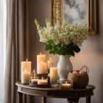 An image showcasing a serene, dimly lit room with soft, diffused sunlight streaming through sheer curtains