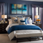 An image featuring a tranquil space, with vibrant hues of blues and purples enveloping the room