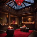 An image capturing a serene spa setting with a devilish twist