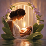 An image showcasing a serene birthing environment, with soft candlelight illuminating a tranquil space