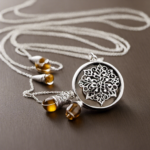 An image capturing the essence of aromatherapy necklaces, displaying a delicate silver pendant adorned with dainty vials, each containing a different aromatic oil