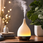 An image capturing the serene ambiance of the How Many Ml Unplug Meditation Aromatherapy Diffuser, showcasing its sleek design, gentle mist, and soft glowing LED light, evoking a tranquil atmosphere for relaxation