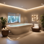An image showcasing a serene spa environment, with multiple cozy cocoons arranged in a spacious room