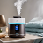 An image showcasing a serene sleeping environment with a CPAP machine emitting gentle mist while a diffuser releases calming essential oils