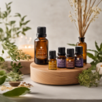 An image showcasing a serene spa-like setting, with diffusers emitting gentle, aromatic vapors