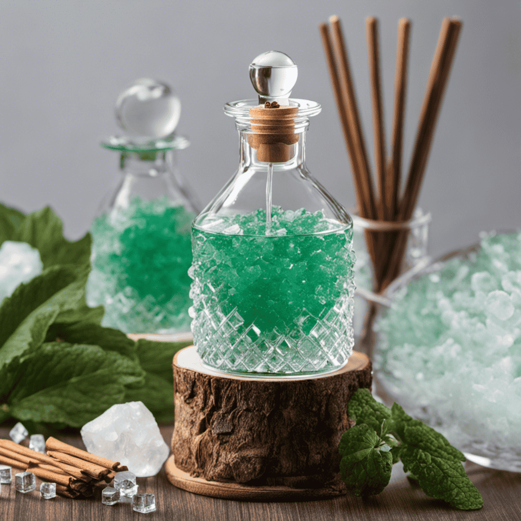 An image showcasing the step-by-step process of diluting menthol crystals for aromatherapy