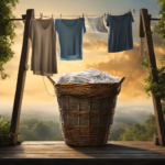 An image of a laundry basket overflowing with clothes, surrounded by a cloud of fresh air