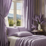 An image showcasing a tranquil scene of a serene bedroom, featuring a delicate hand stitching a lavender-filled pillow