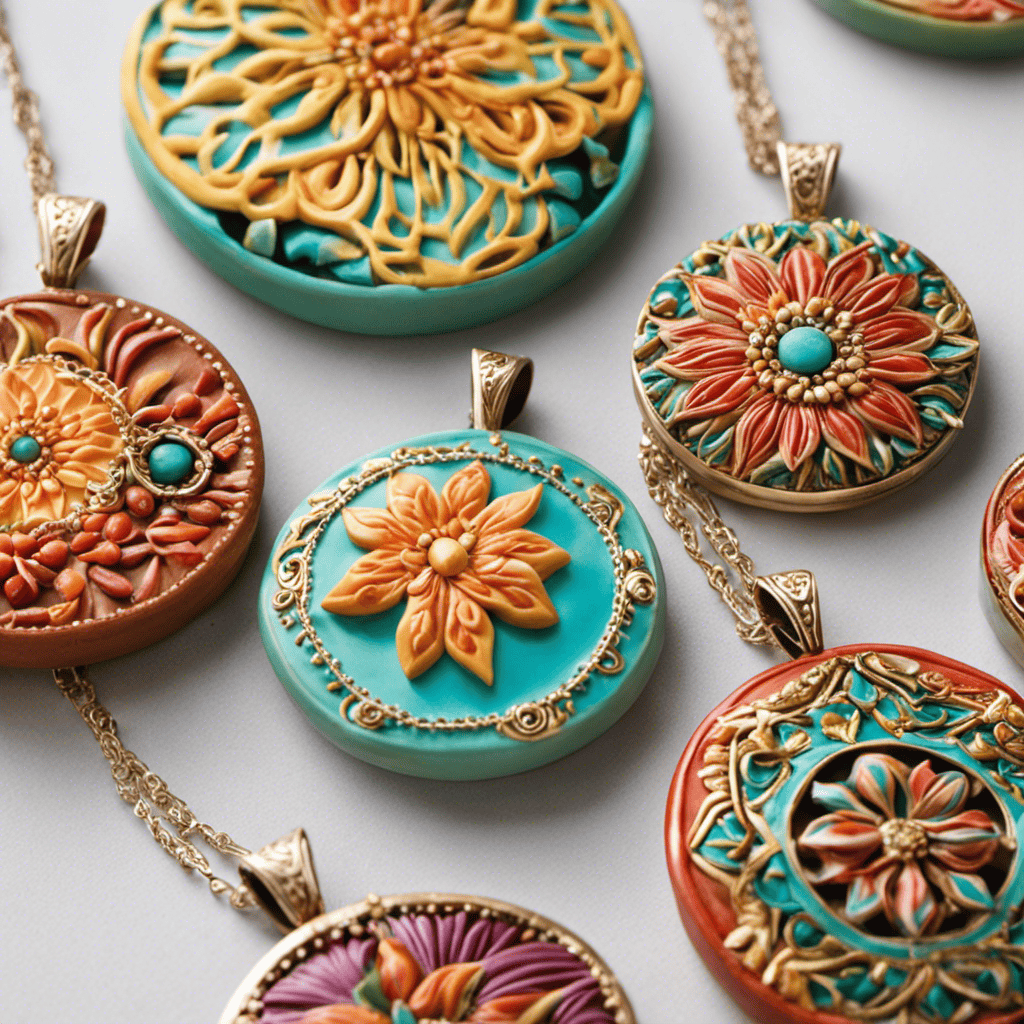 An image showcasing the step-by-step process of crafting clay aromatherapy pendants
