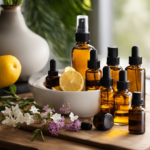 An image showcasing the process of making room spray with perfume oil for aromatherapy