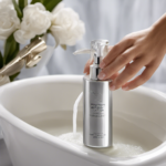 An image showcasing a pair of hands gently twisting the silver pump of a Bath and Body Works Aromatherapy Lotion bottle