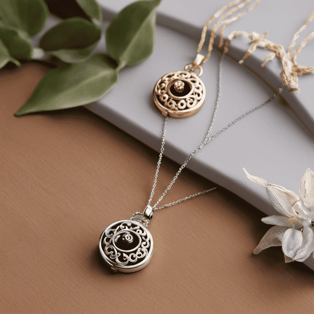 An image showcasing a step-by-step guide to opening a TTstar aromatherapy necklace: 1) A close-up shot of a delicate clasp being released, 2) A chain gracefully uncoiling, and 3) The necklace laid flat, ready for use