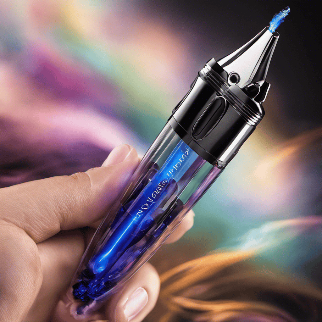 An image showcasing a hand holding an aromatherapy pen, with wisps of vapor gently escaping from the pen's tip