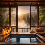 An image showcasing a serene hot tub scene, with gentle steam rising from the water