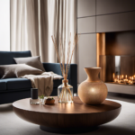 An image showcasing a serene living room with soft ambient lighting
