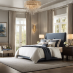 An image showcasing a serene bedroom setting, with soft sunlight streaming through sheer curtains