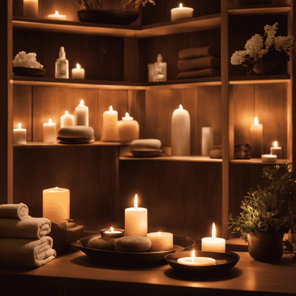 An image depicting a serene spa-like setting with soft, diffused lighting