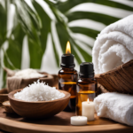 An image capturing the serene ambiance of an aromatherapy session using coconut oil