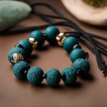 An image showcasing the step-by-step process of crafting an aromatherapy bracelet using lava beads