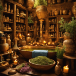 An image showcasing the rich history of aromatherapy by depicting ancient Egyptians extracting fragrant oils from plants, Greeks using scented oils in their baths, and medieval Europeans utilizing aromatic herbs in apothecaries