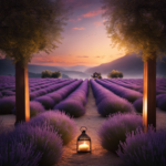 An image of a serene setting: a cozy, dimly lit room with a diffuser gently releasing wisps of lavender and chamomile scents, while a person relaxes with closed eyes, their tension slowly melting away