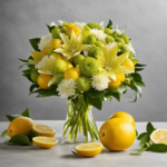 An image showcasing a vibrant bouquet of bergamot citrus fruits, their glossy yellow peels radiating a refreshing scent