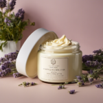 An image showcasing a dollop of luscious whipped shea butter infused with lavender, eucalyptus, and chamomile essential oils