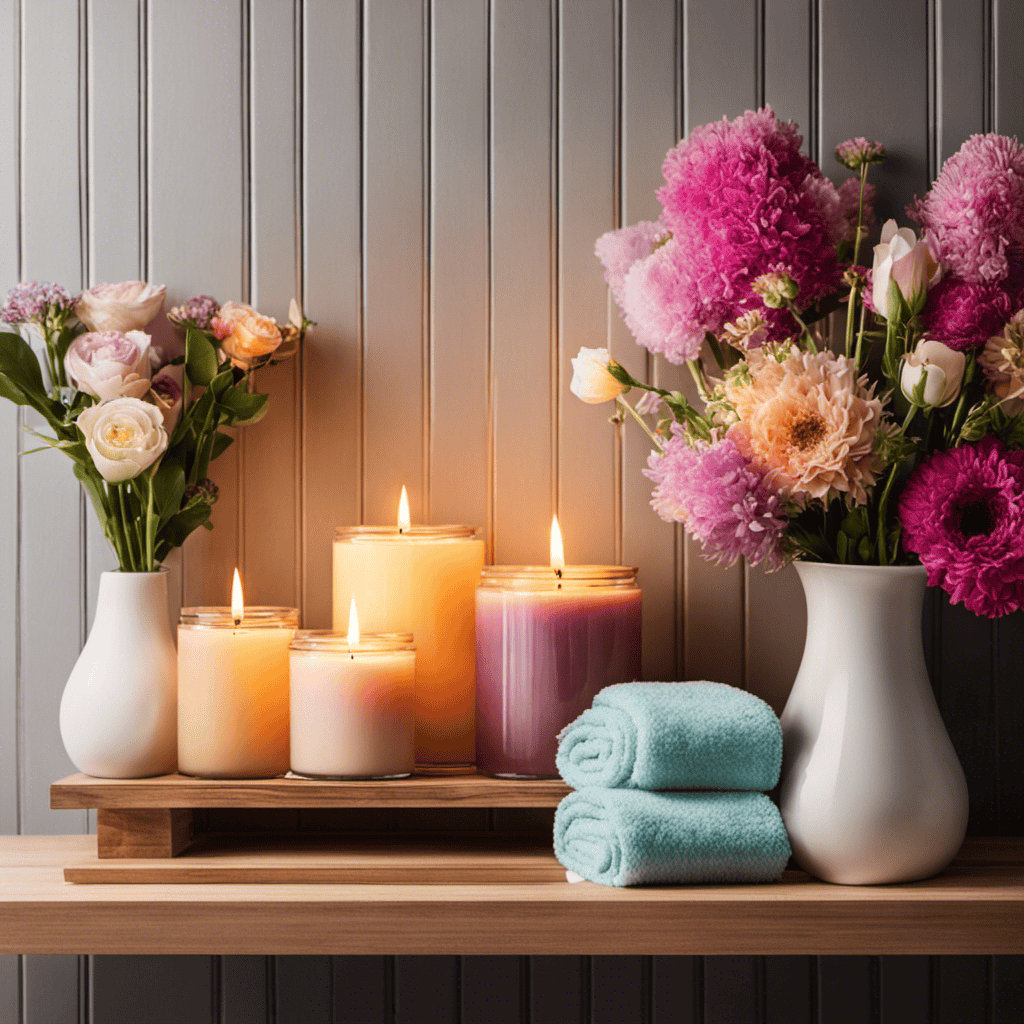 An image showcasing a serene bathroom with soft, diffused lighting