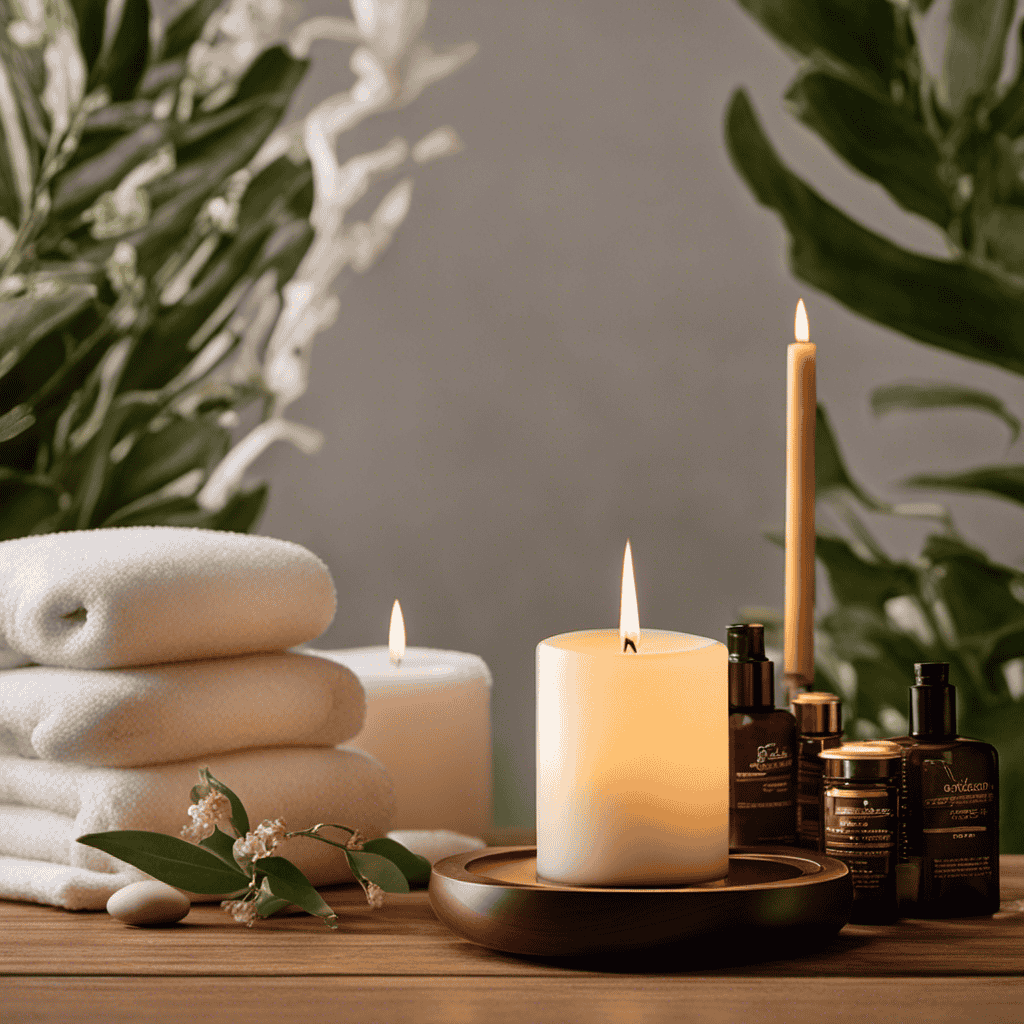 An image featuring a serene, candle-lit spa environment