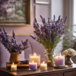 An image featuring a serene, sunlit room adorned with aromatic lavender sprigs gently wafting their soothing fragrance