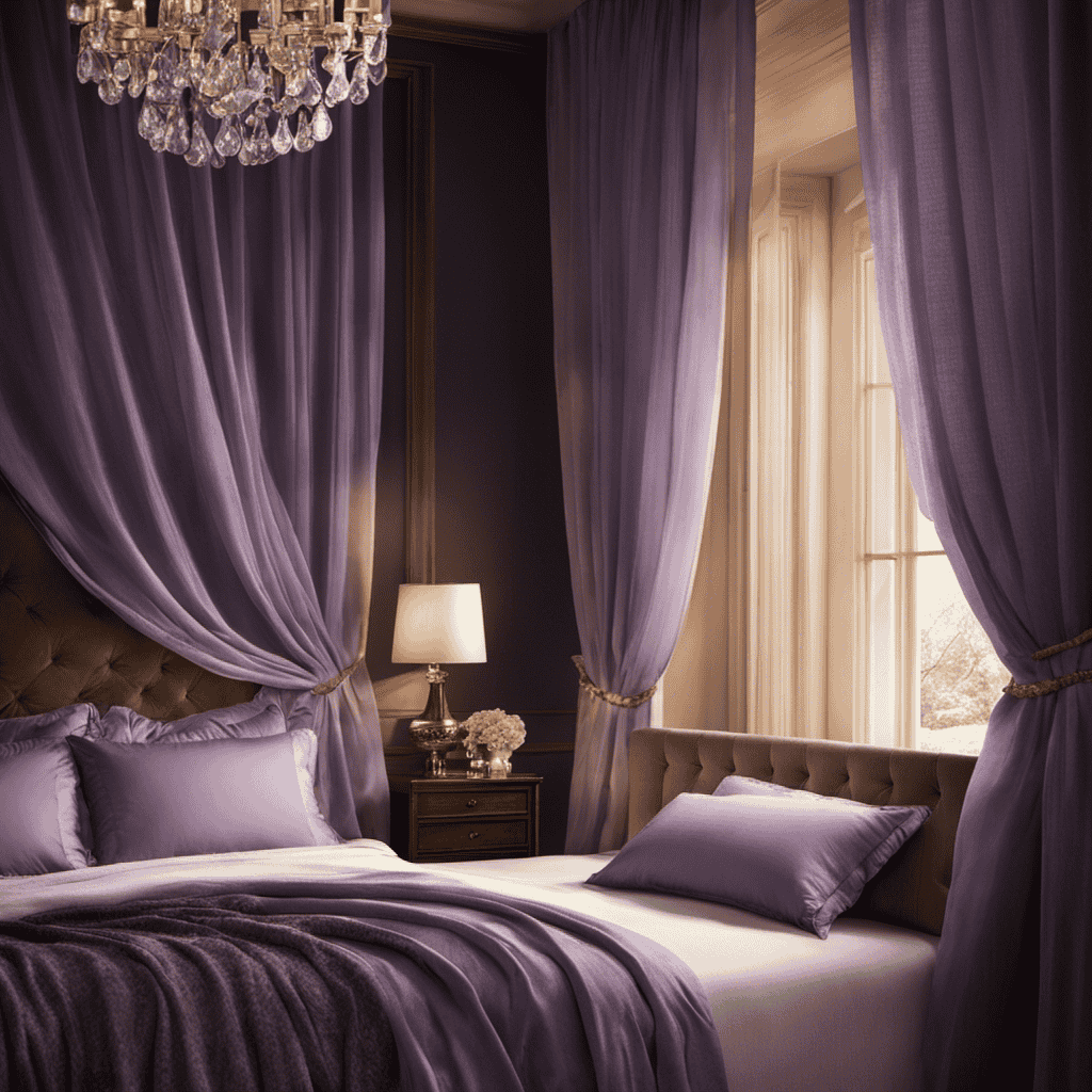 An image showcasing a serene bedroom scene: a soft, lavender-scented pillow surrounded by a warm, dimly lit atmosphere