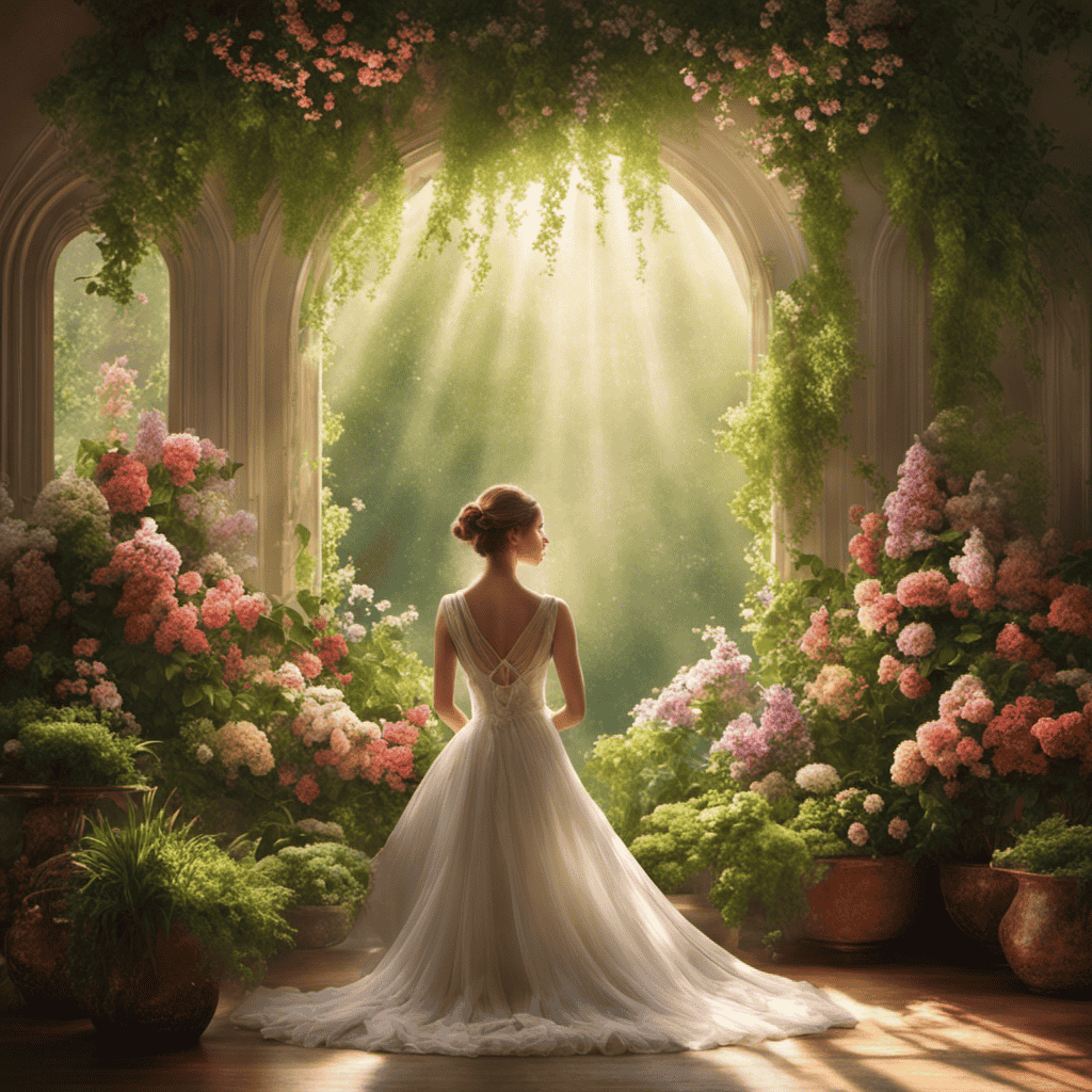 An image featuring a serene, sunlit room with a delicate mist of aromatic spray gently wafting through the air