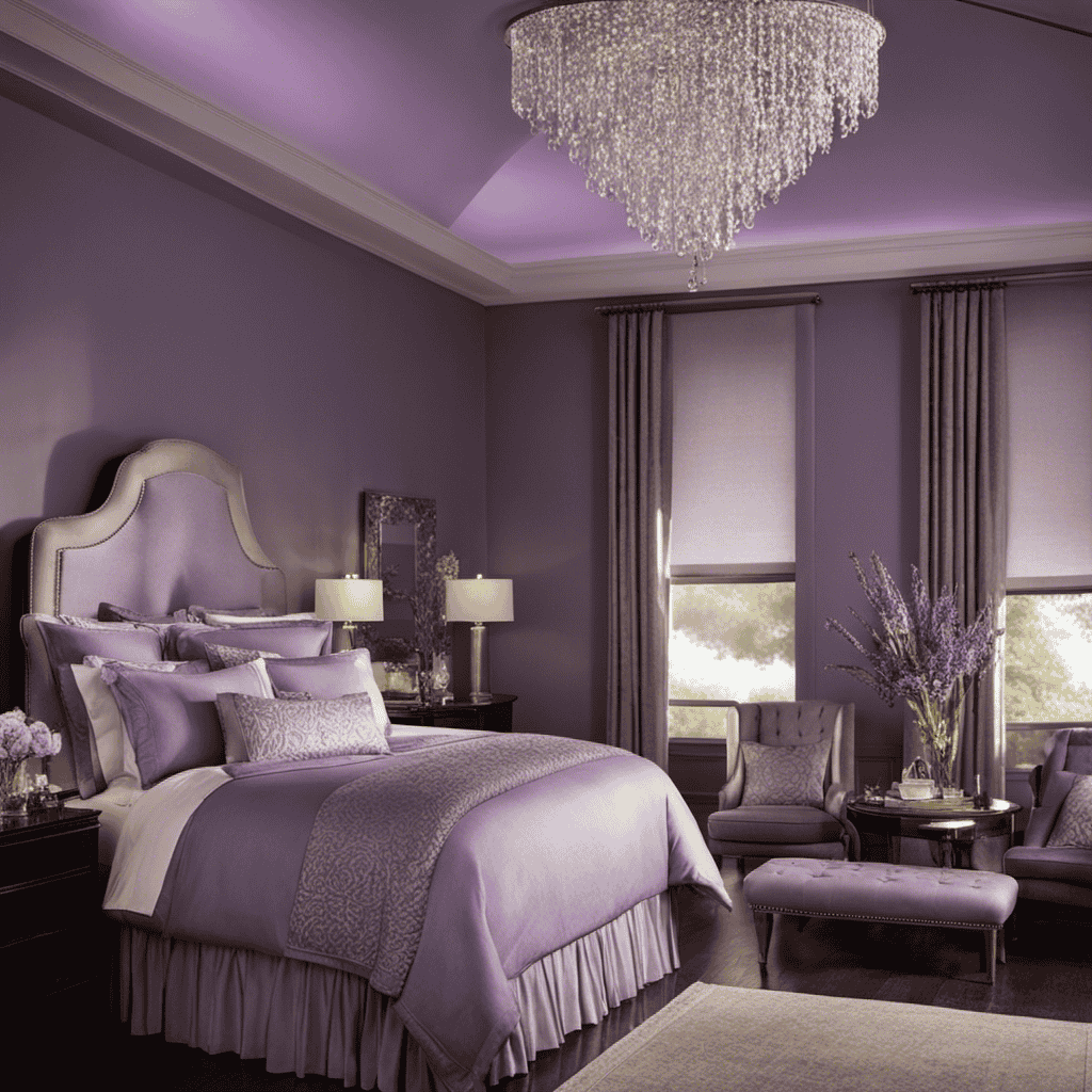 E, moonlit bedroom adorned with a delicate bouquet of lavender blossoms, exuding a soothing aroma