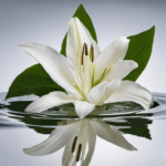 An image showcasing a serene scene with a pristine white lily floating in a crystal-clear pool of water, surrounded by fresh sprigs of peppermint and eucalyptus, evoking a sense of purity and cleanliness