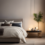 An image showcasing a serene, minimalist bedroom with soft, warm lighting