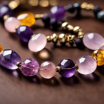 An image showcasing a mesmerizing array of vibrant gemstones like amethyst, rose quartz, and citrine, delicately strung together on an aromatherapy necklace