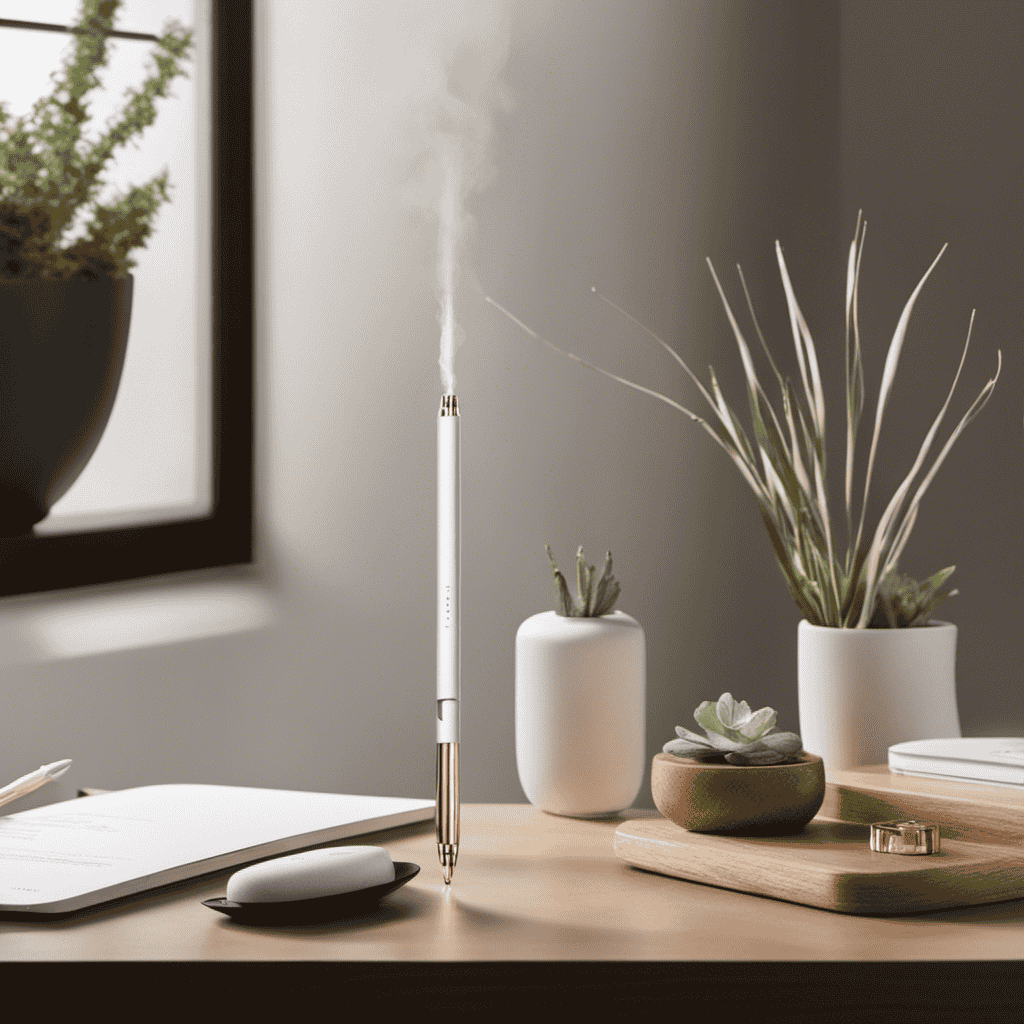 An image of a serene, minimalist workspace with soft, diffused lighting