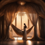 An image of a serene, dimly lit room adorned with soft, flowing curtains