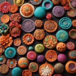 An image showcasing various types of clay in vibrant colors, with a range of textures and patterns