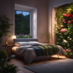 An image showing a serene, dimly lit bedroom with a person sleeping peacefully