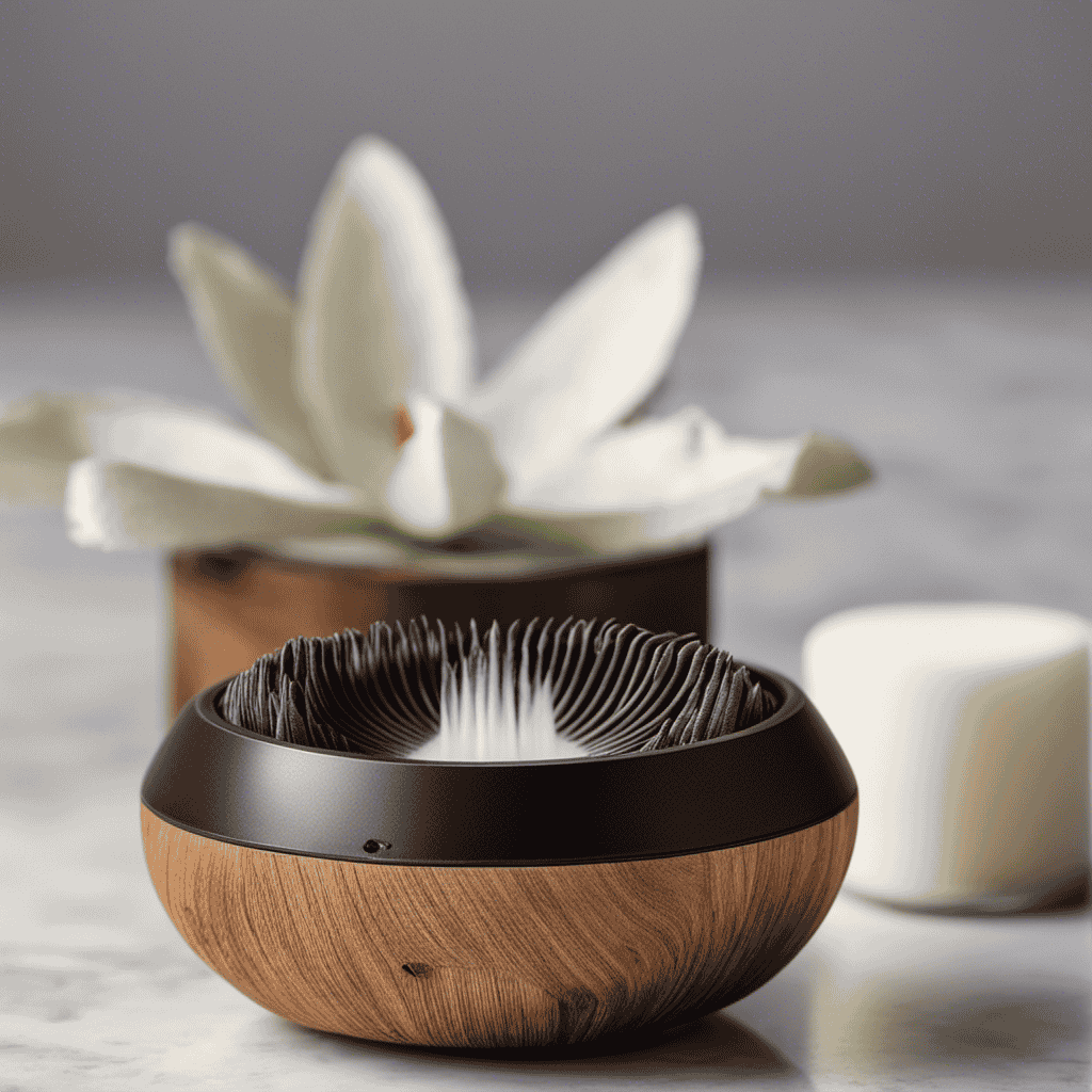 An image showcasing a close-up of an aromatherapy diffuser with a worn-out cotton pad, discolored and frayed at the edges, hinting that it's time for a replacement