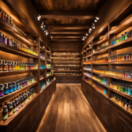An image showcasing a serene, sun-drenched boutique filled with shelves adorned with rows of vibrant essential oils, diffusers emanating gentle mist, and a knowledgeable shopkeeper assisting a customer in selecting the perfect aromatherapy products
