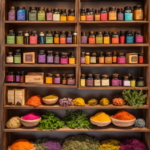 An image showcasing a vibrant farmers market stall adorned with shelves of handcrafted aromatic soaps, essential oils, and colorful dried herbs, inviting readers to explore where to buy local aromatherapy products