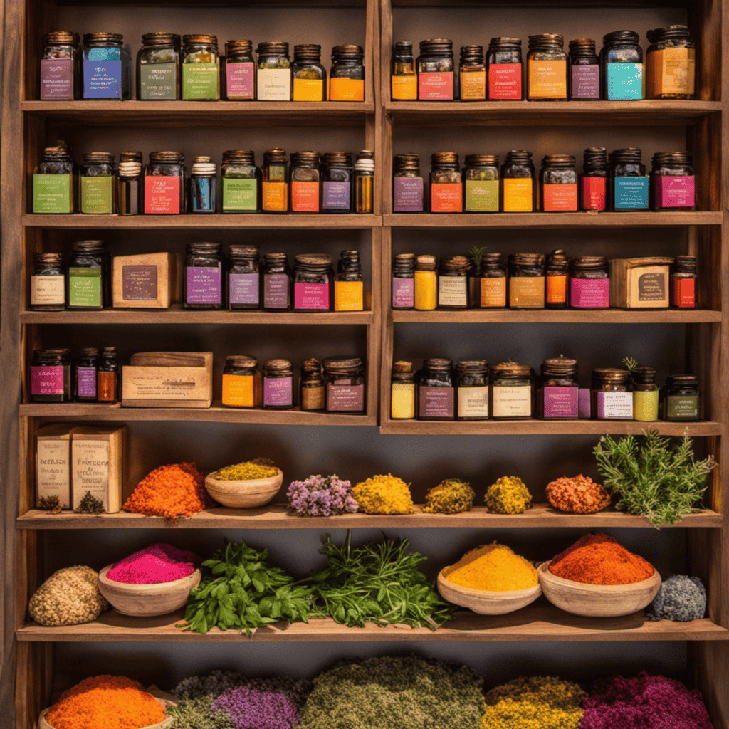 An image showcasing a vibrant farmers market stall adorned with shelves of handcrafted aromatic soaps, essential oils, and colorful dried herbs, inviting readers to explore where to buy local aromatherapy products