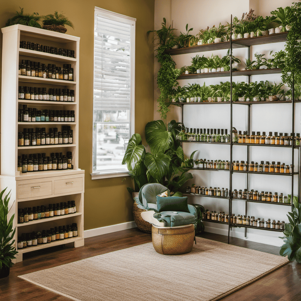 An image showcasing a serene and well-lit aromatherapy studio in Melbourne, FL