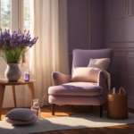 An image depicting a serene scene of a sunlit room with a cozy armchair, soft cushions, and a diffuser casting a gentle glow